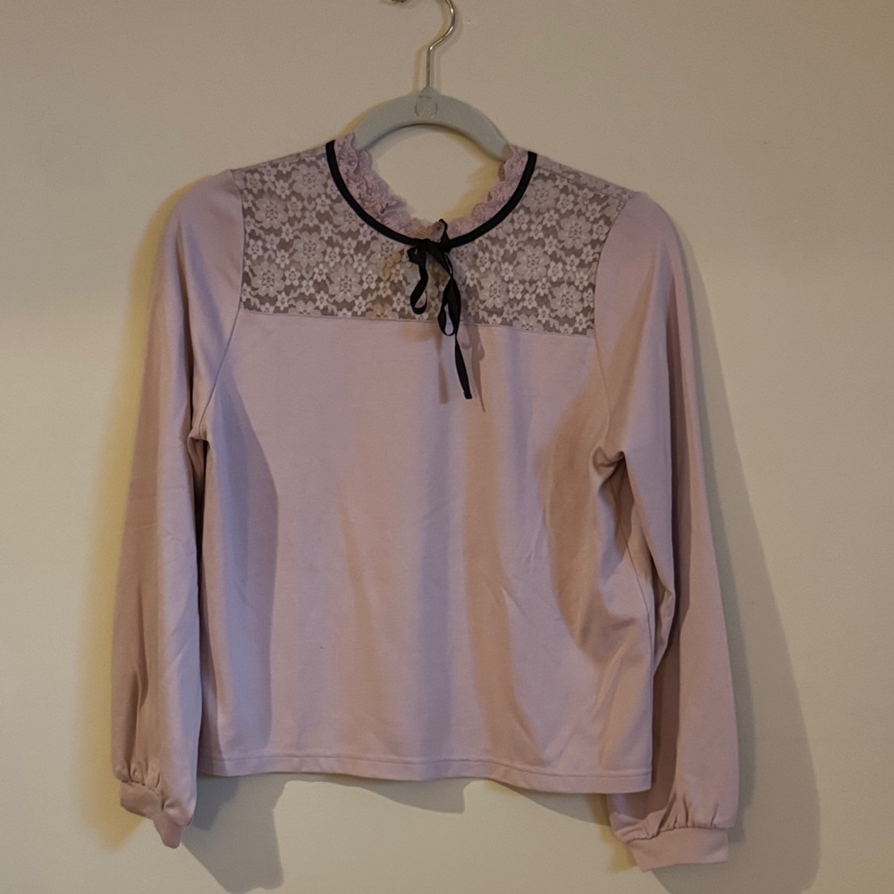 Elegant Lace Trim Women's Top - Pink